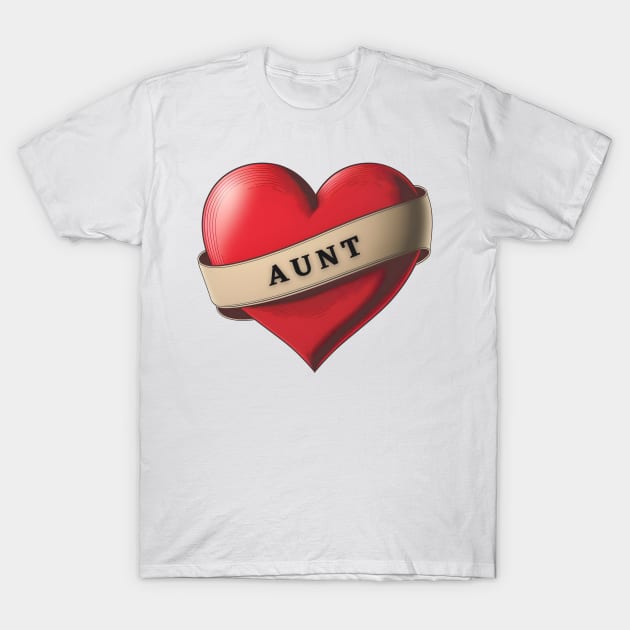 Aunt - Lovely Red Heart With a Ribbon T-Shirt by Allifreyr@gmail.com